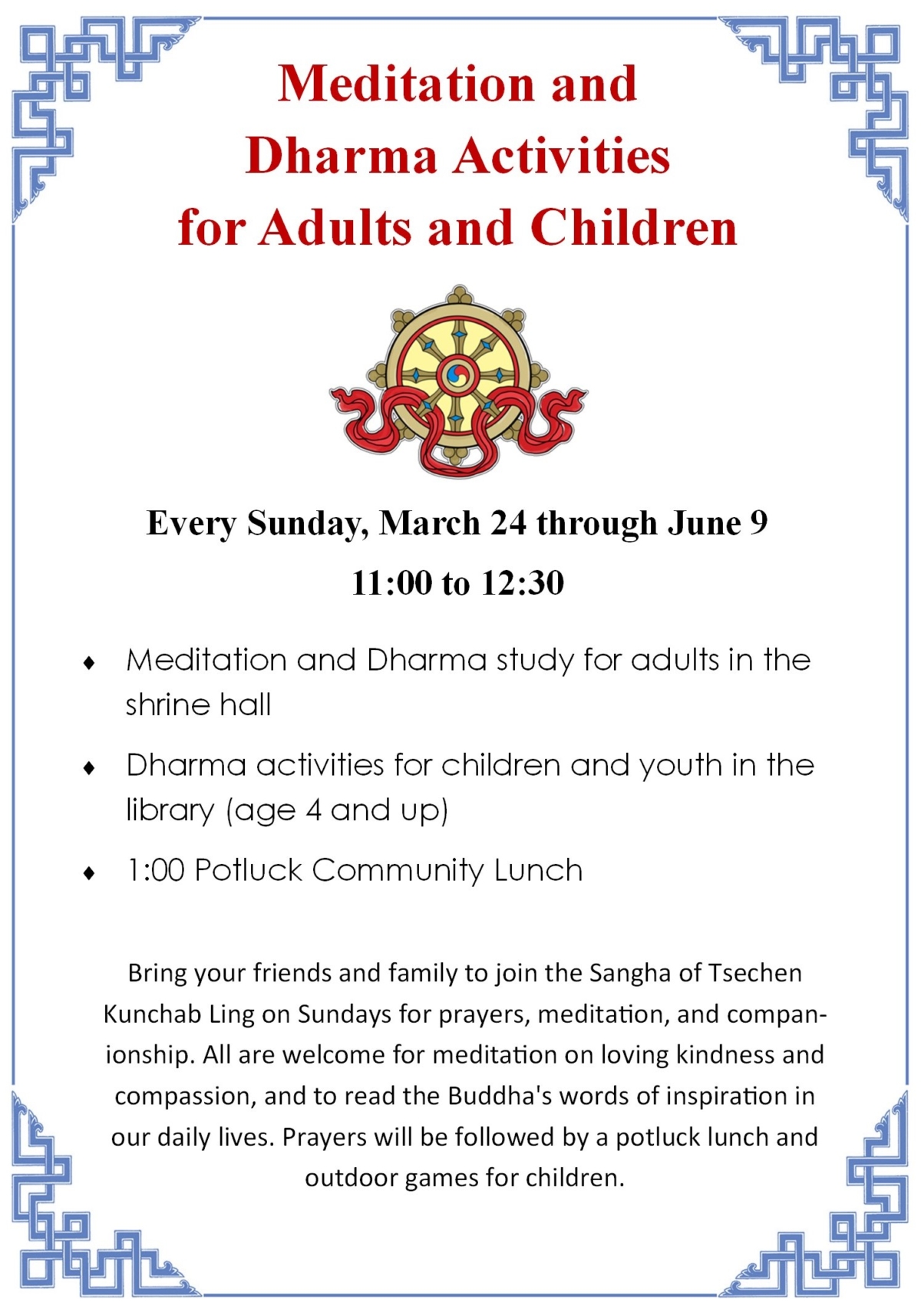 Sunday Programm Sunday Program 2024 – Tsechen Kunchab Ling